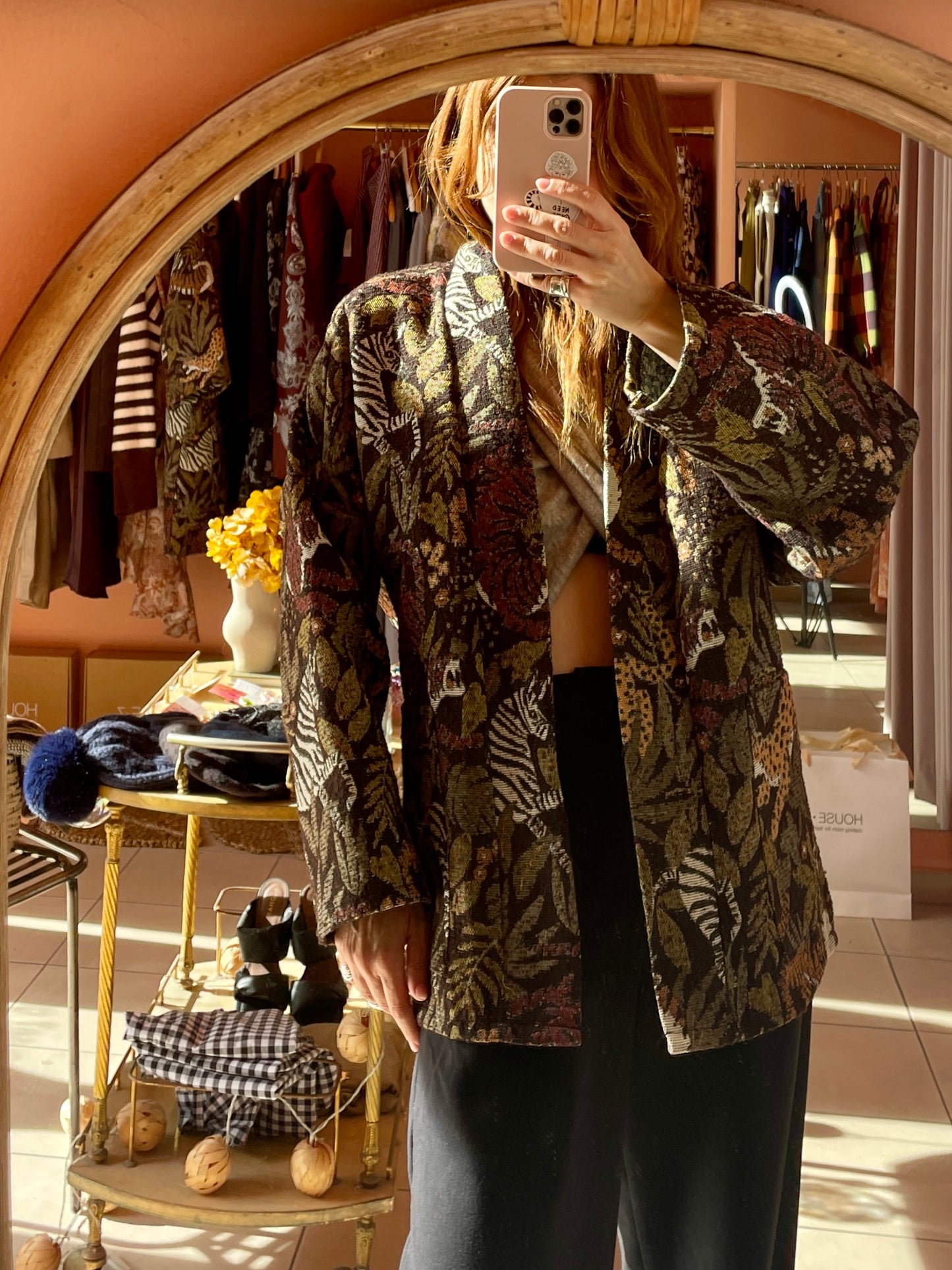 Oversized Short Jacquard Jacket - Jungle Khaki