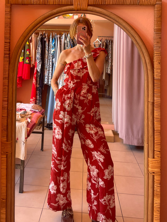 Hibiscus Jumpsuit (brick)
