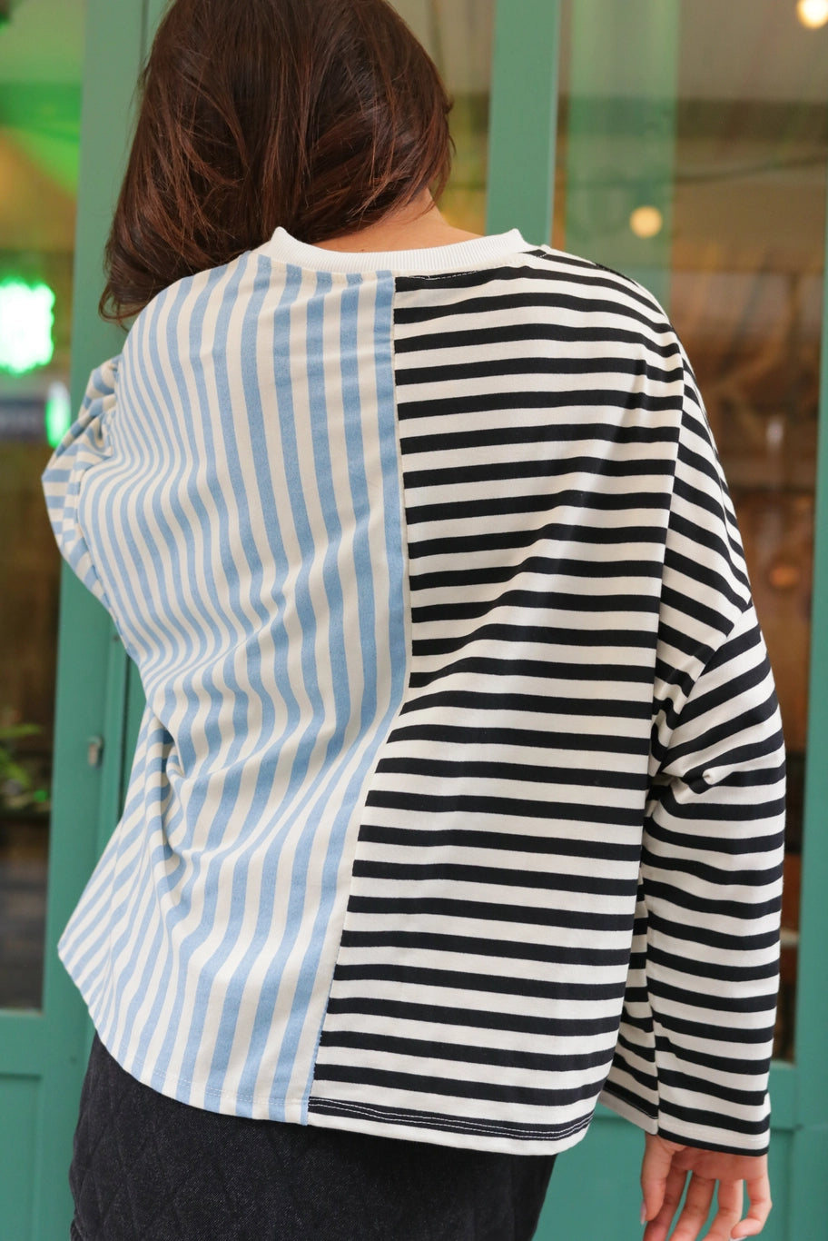 Blue/Black Striped Top