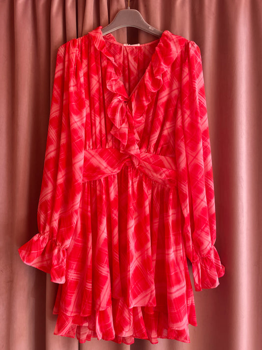 Ruffled Short Dress (red/pink)