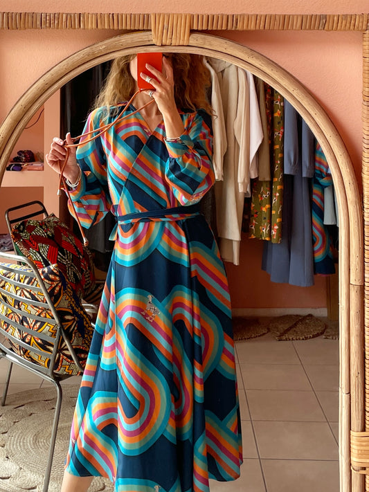 Midi Wrap Dress (Rainbow)