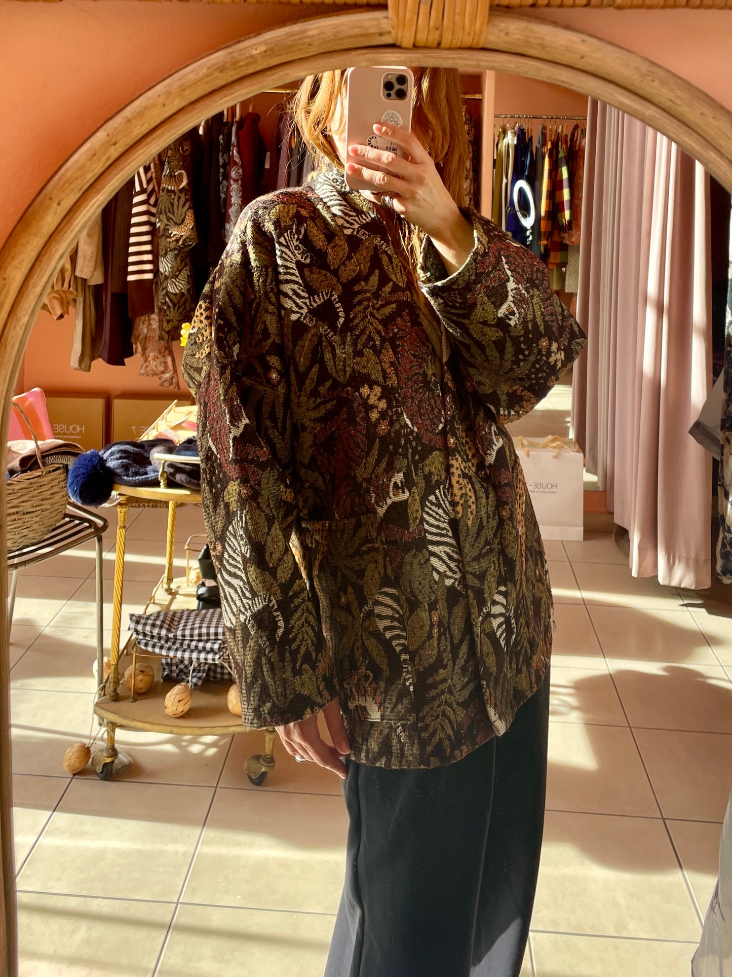 Oversized Short Jacquard Jacket - Jungle Khaki