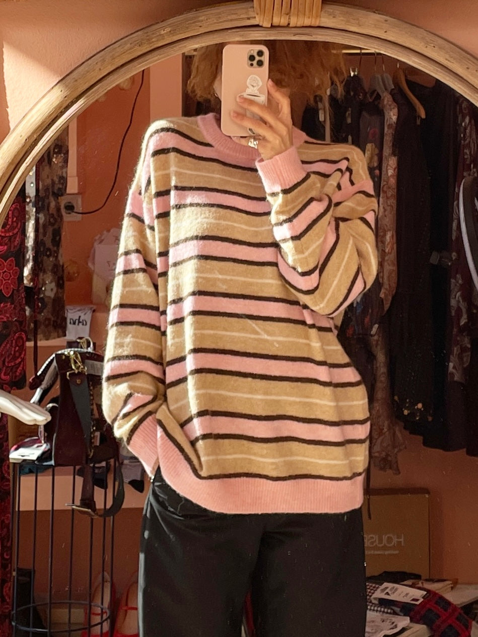Striped Knitted Sweater (Pink)