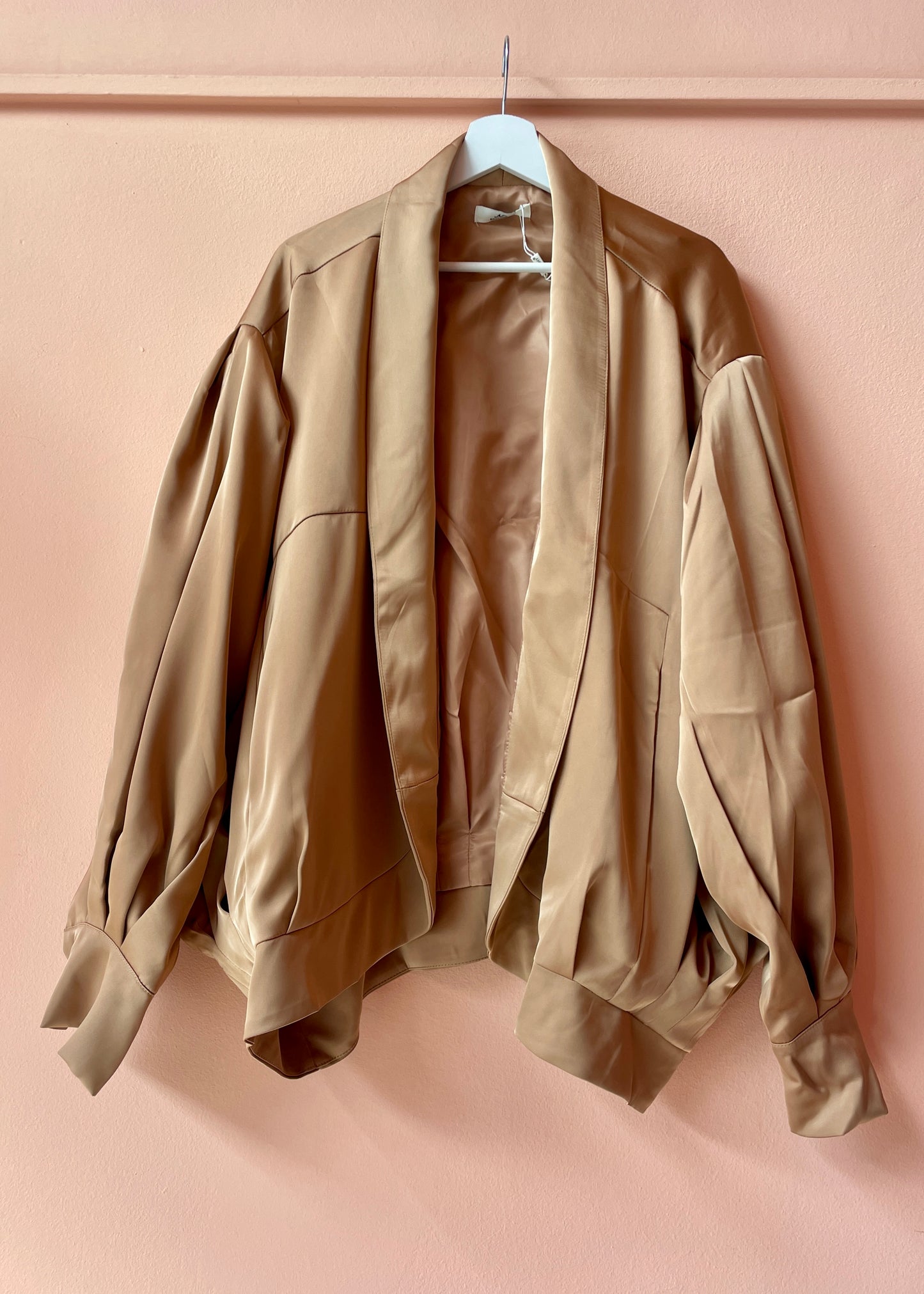Oversized Satin Jacket (Camel)
