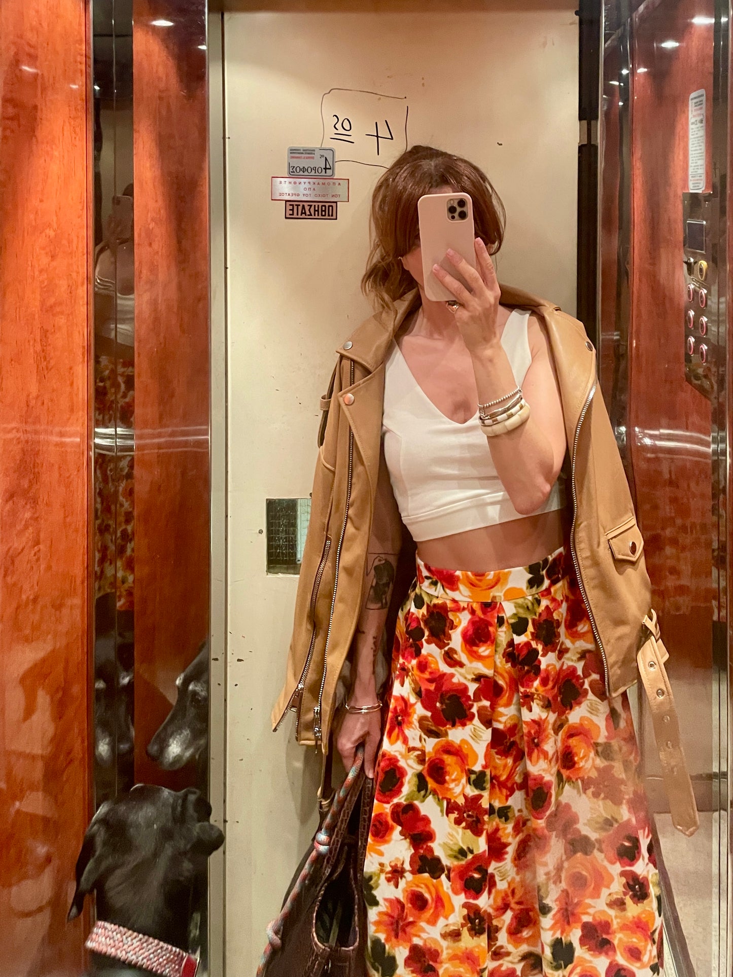 Long Floral Skirt (Orange Blossom)