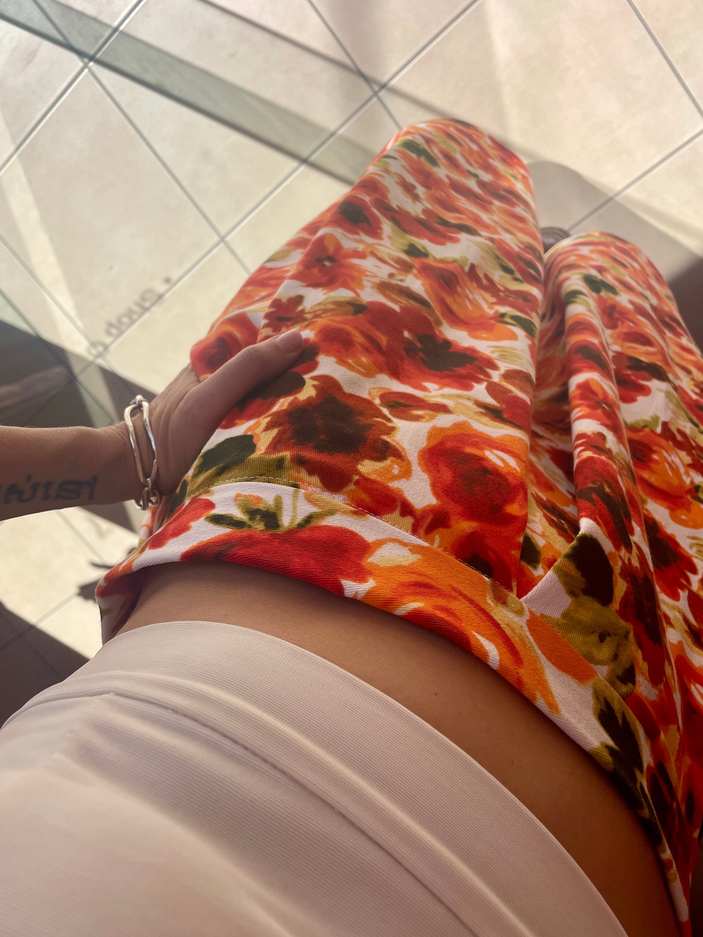 Long Floral Skirt (Orange Blossom)