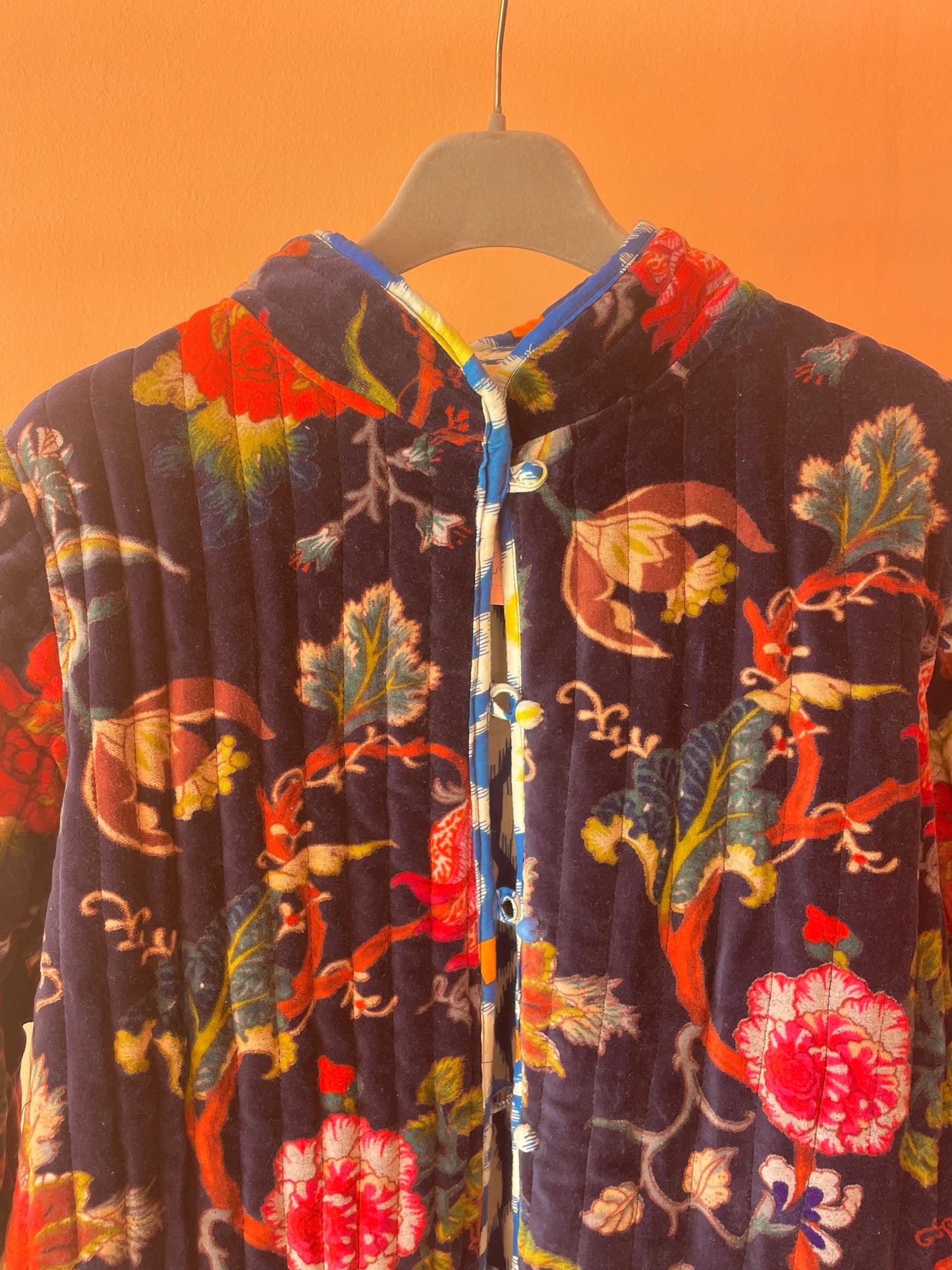 Cotton Double-Faced Jacket (Flowers Blue)