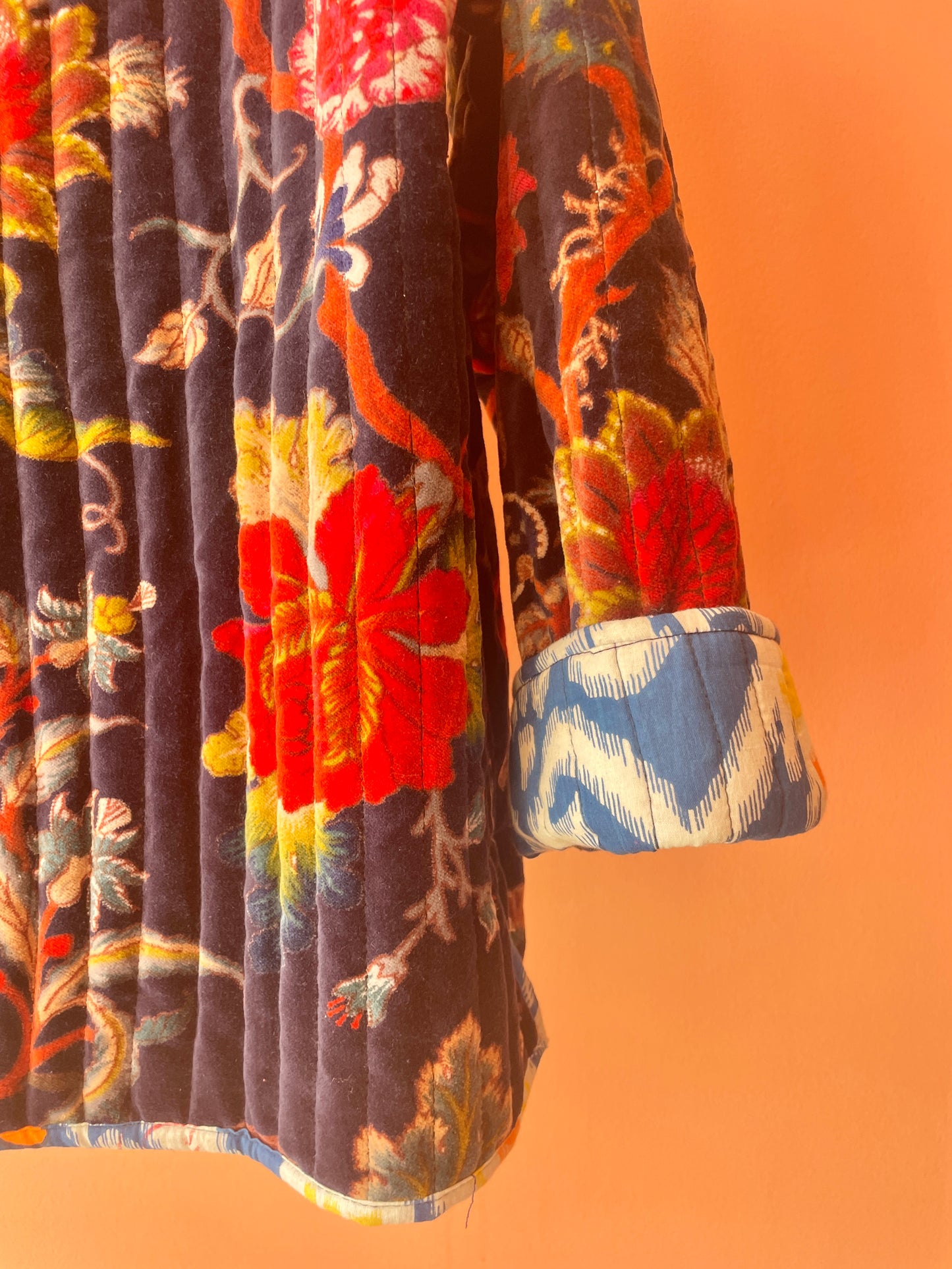 Cotton Double-Faced Jacket (Flowers Blue)