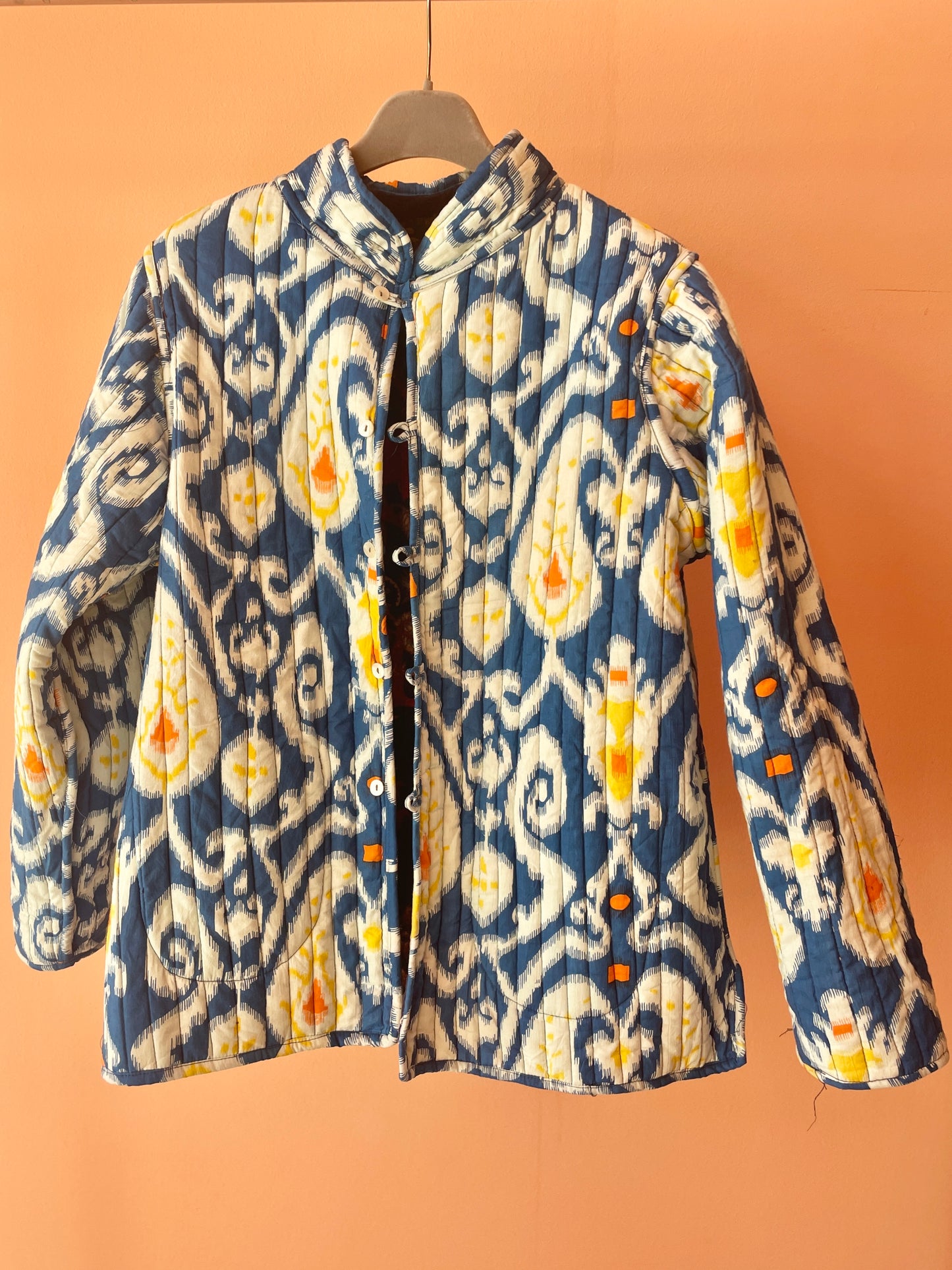 Cotton Double-Faced Jacket (Flowers Blue)