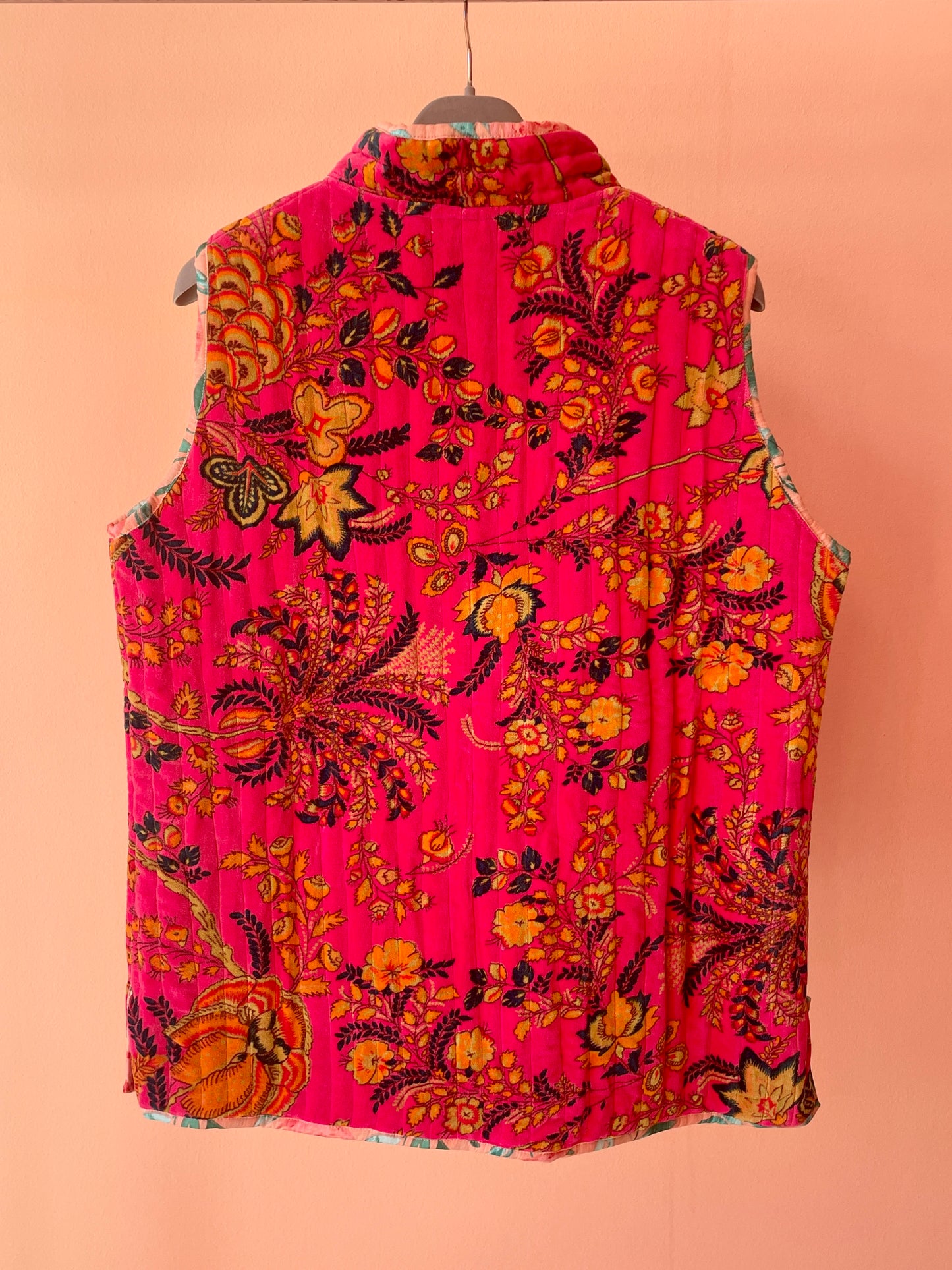 Cotton Double-Faced Vest (Flowers Pink)