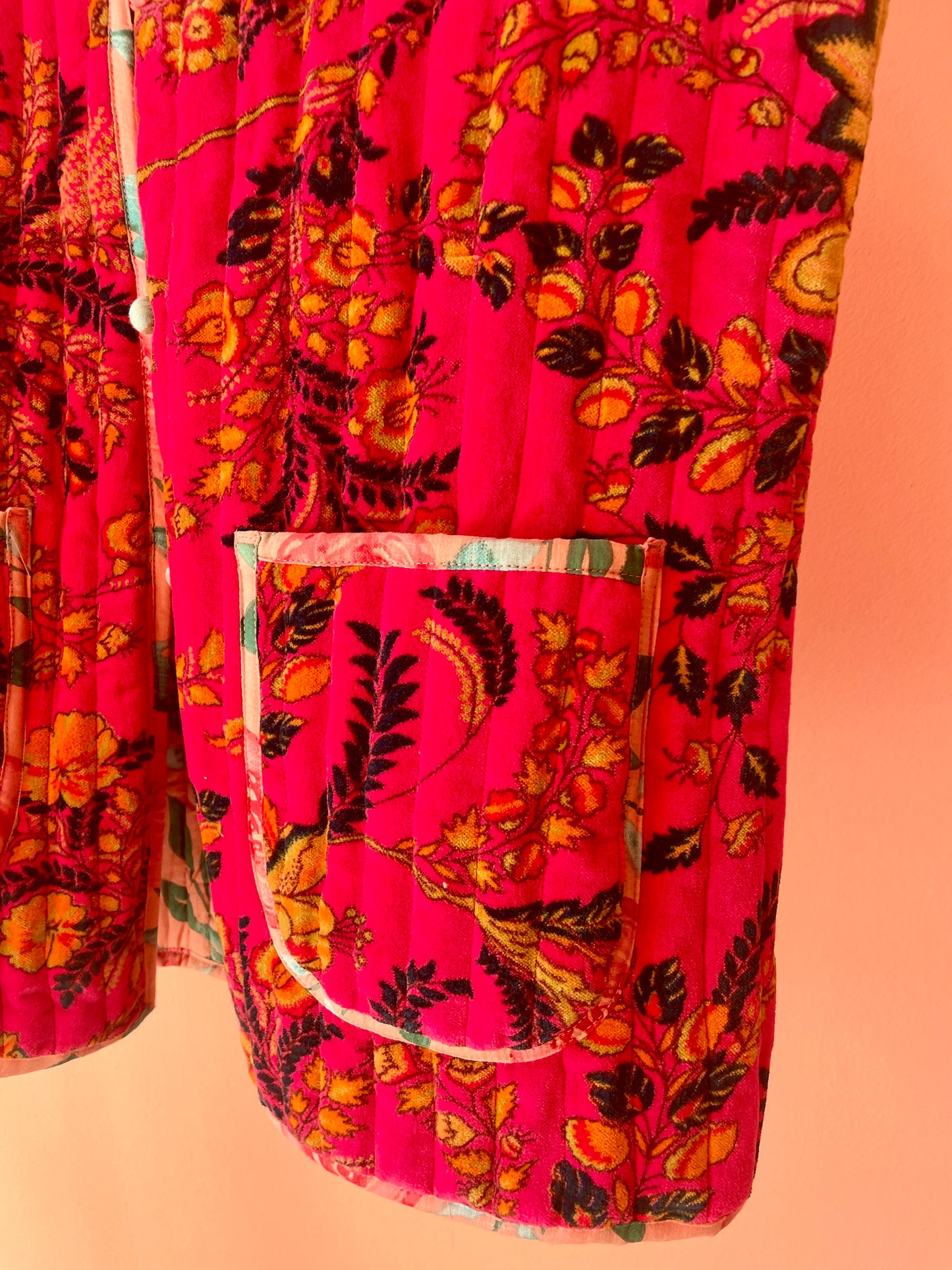 Cotton Double-Faced Vest (Flowers Pink)