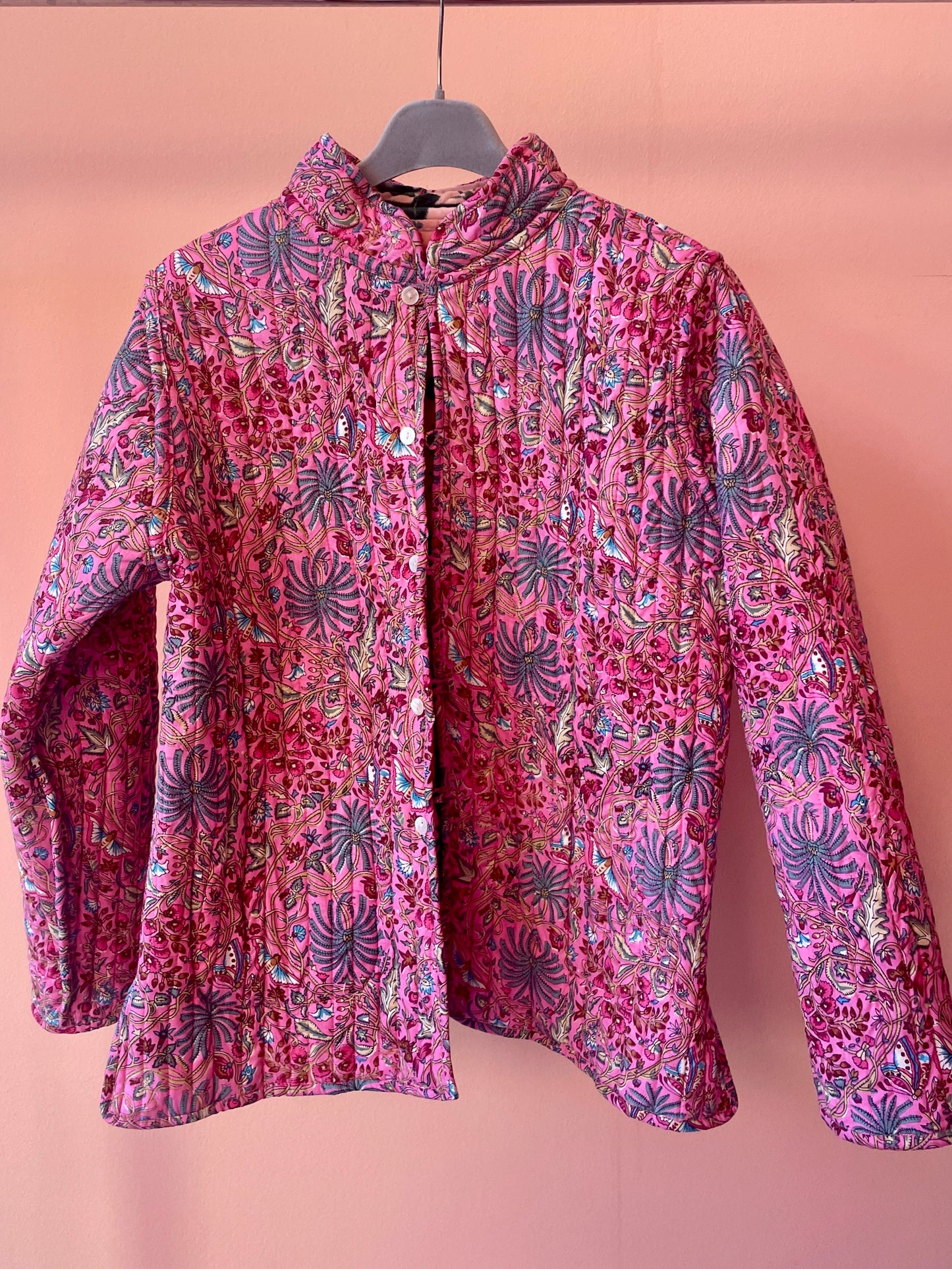 Cotton Double-Faced Jacket (Flowers Pink)