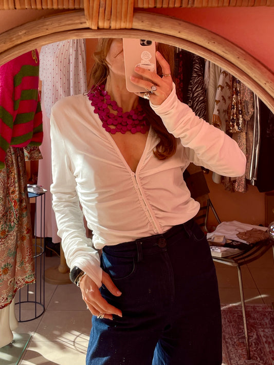 Wooden Medallion Choker (fuchsia)