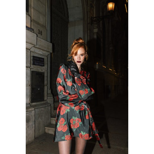 Vivre Short Dress (Red Roses)