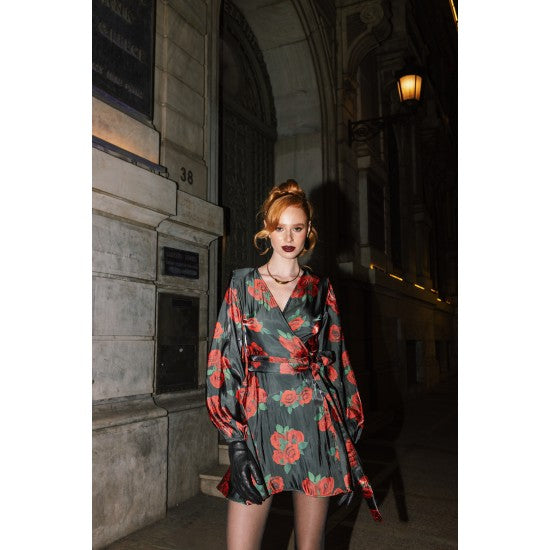 Vivre Short Dress (Red Roses)