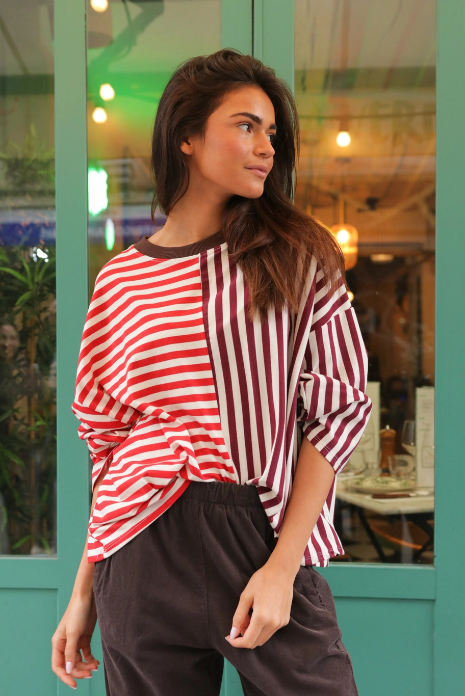 Pink Striped Café Top