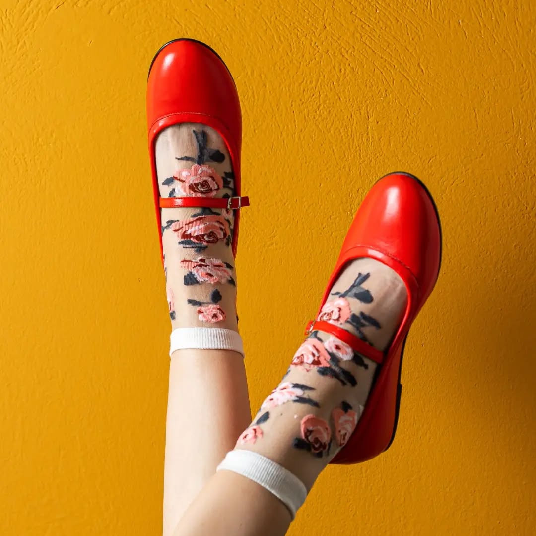 Leather Ballet Flats (Red)