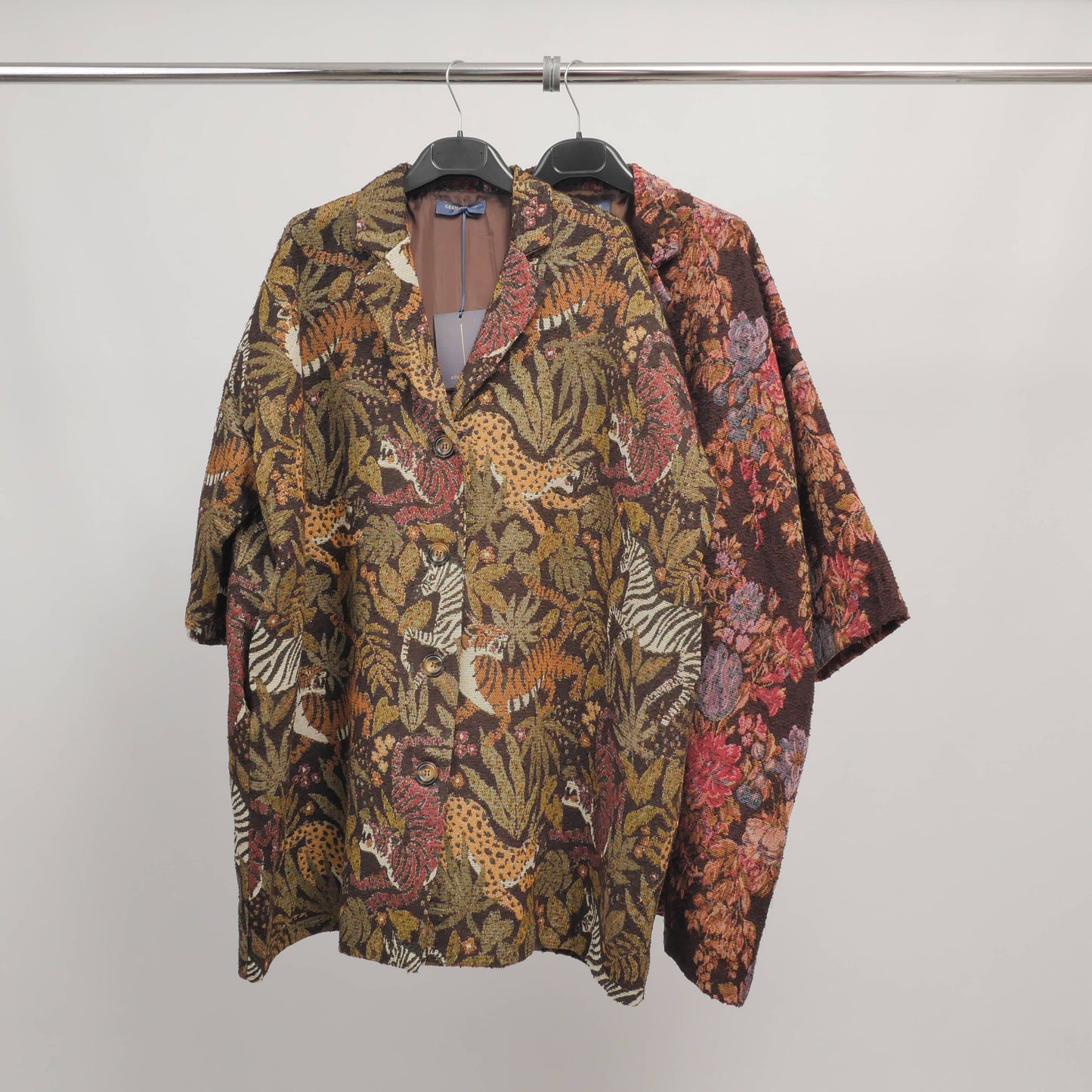 Long Printed Oversized Jacket – Jungle Khaki