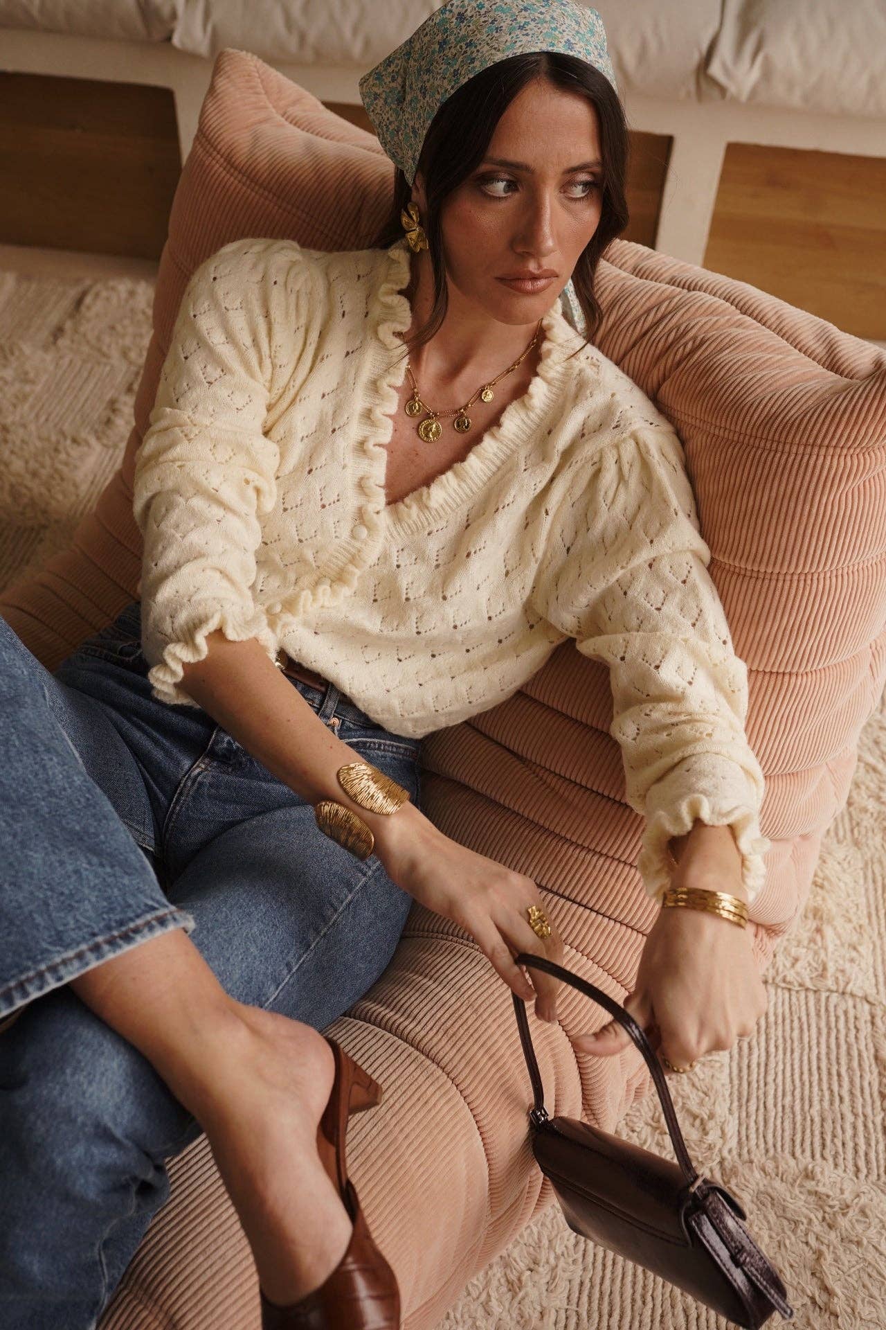 Knitted Cardigan Fluffy Clouds (beige)