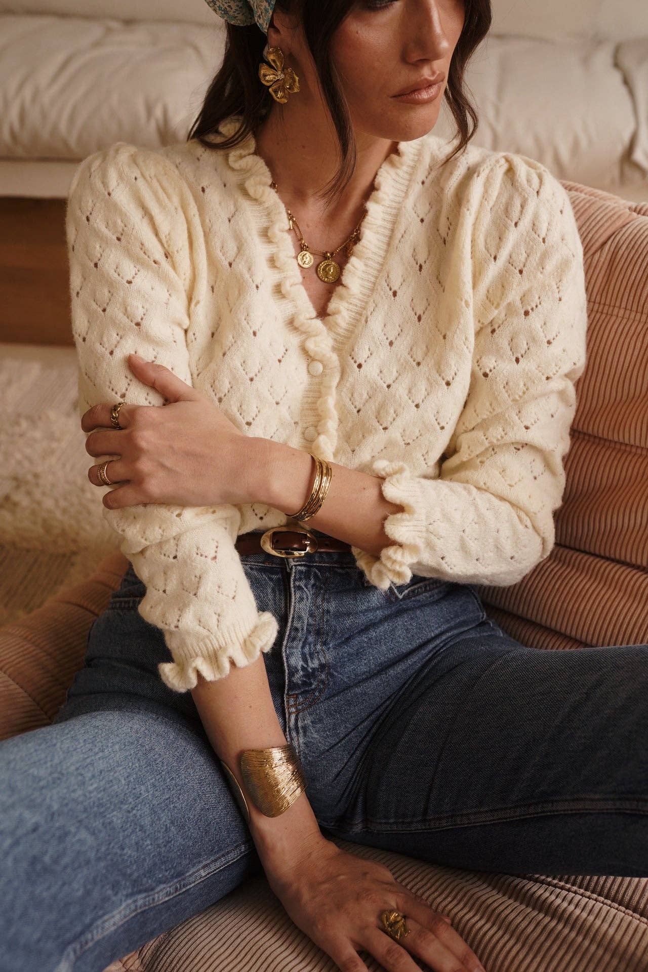 Knitted Cardigan Fluffy Clouds (beige)