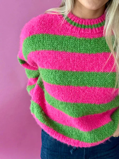 Aura Knitted Sweater (Fuchsia/Green)