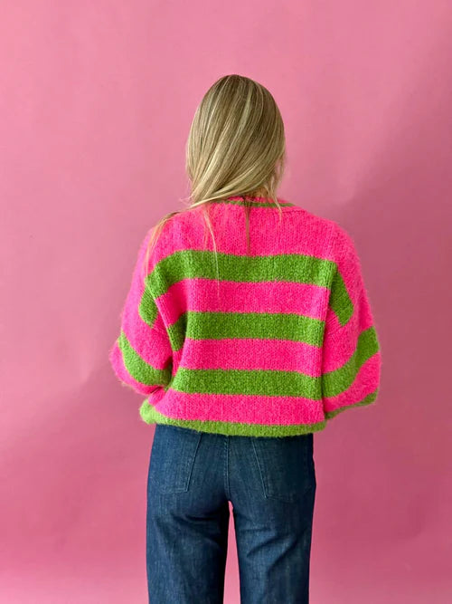 Aura Knitted Sweater (Fuchsia/Green)