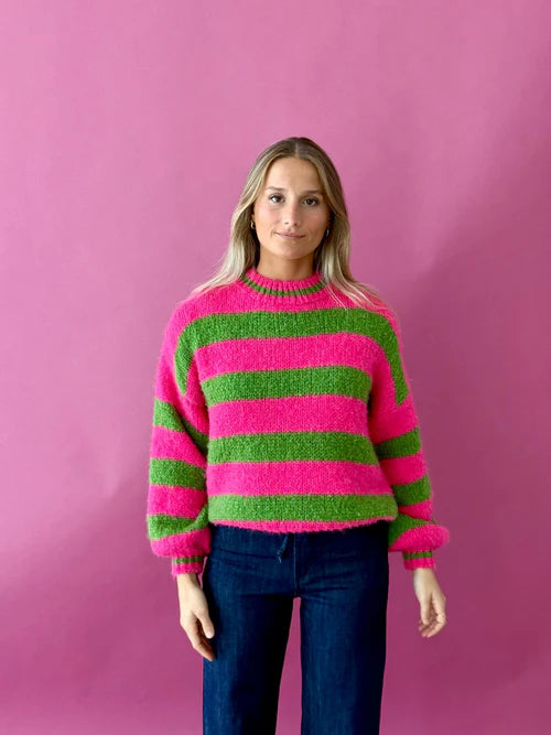 Aura Knitted Sweater (Fuchsia/Green)