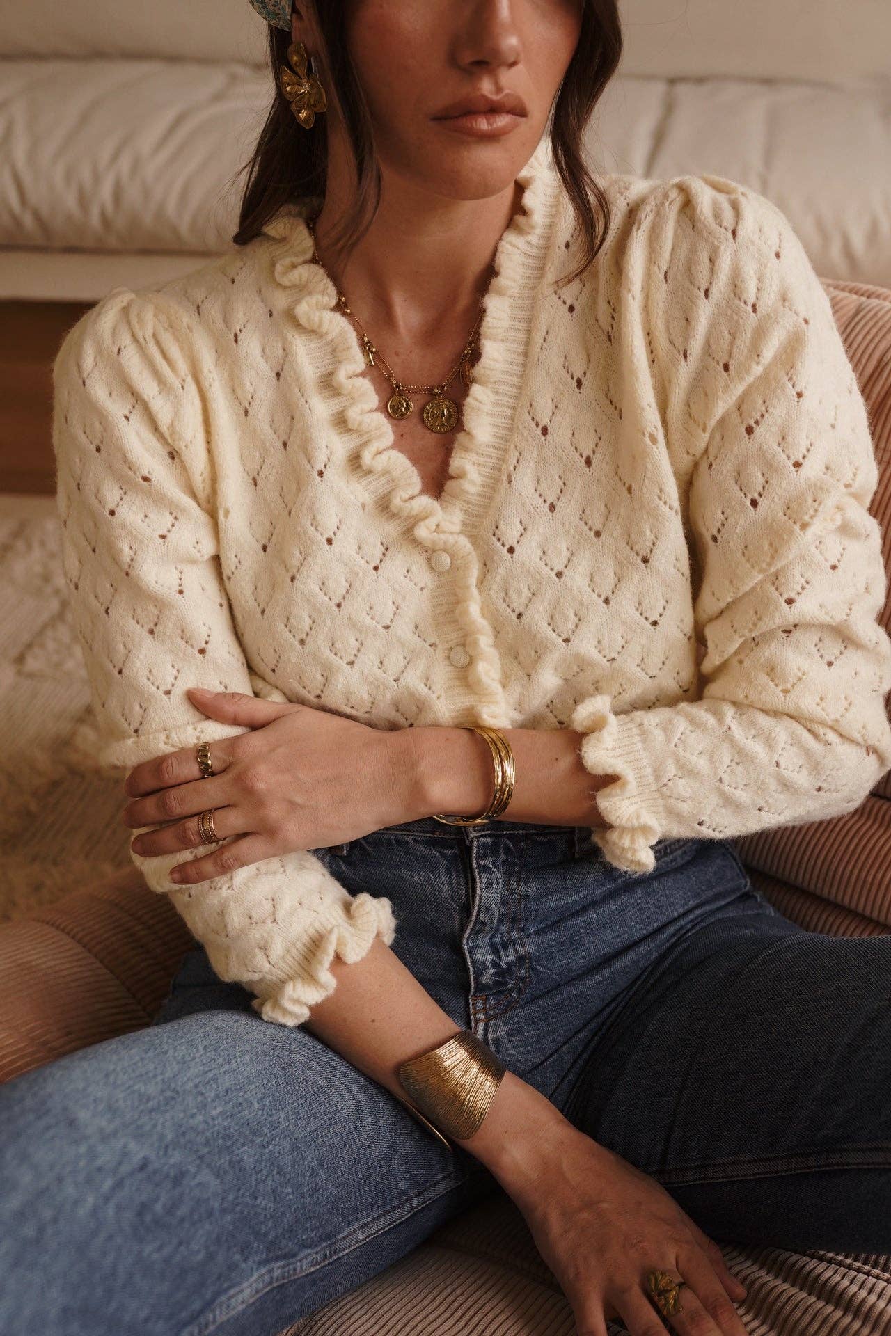 Knitted Cardigan Fluffy Clouds (beige)
