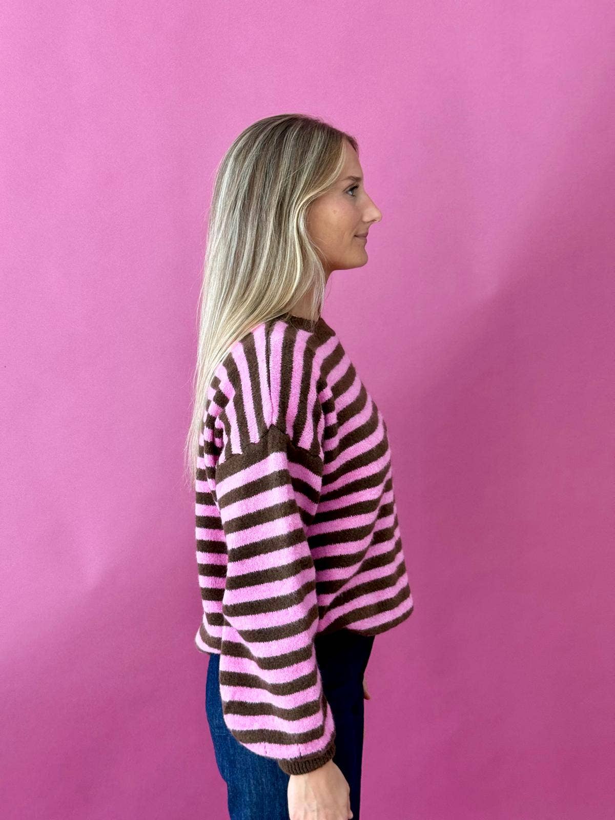 Pia Knitted Sweater (Brown/Pink)