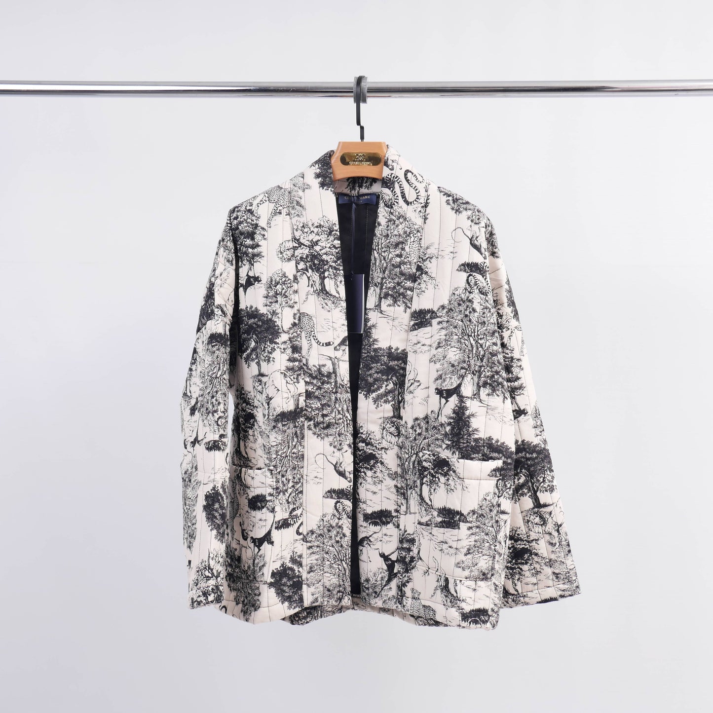 Quilted Printed Jacket - Black