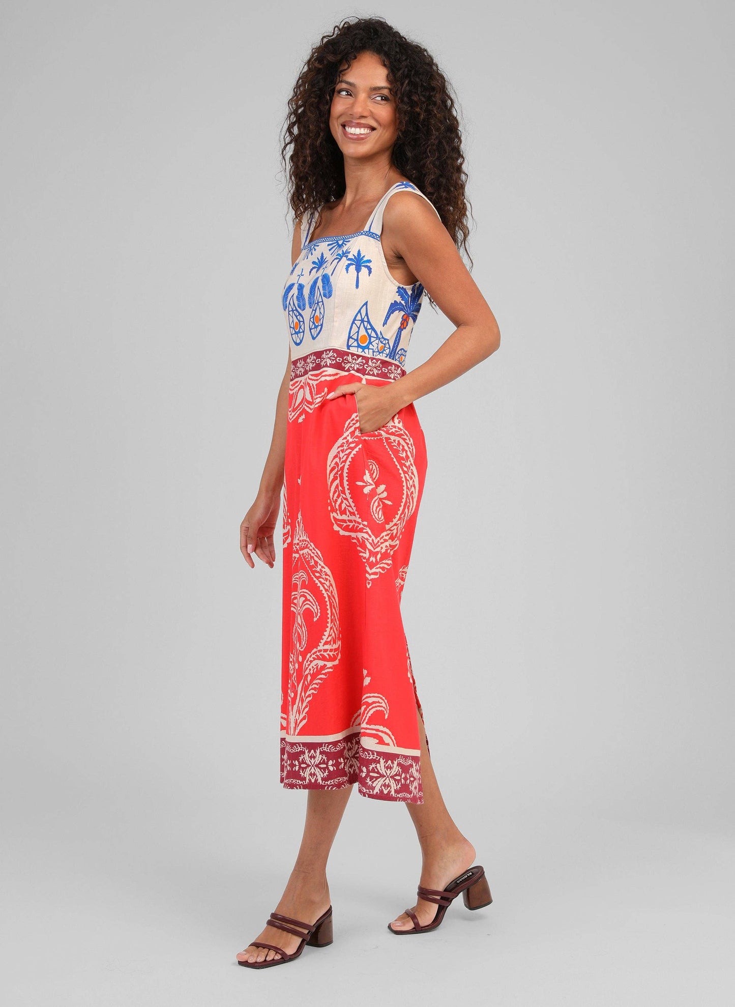 Oleny Long Dress (blue/red)