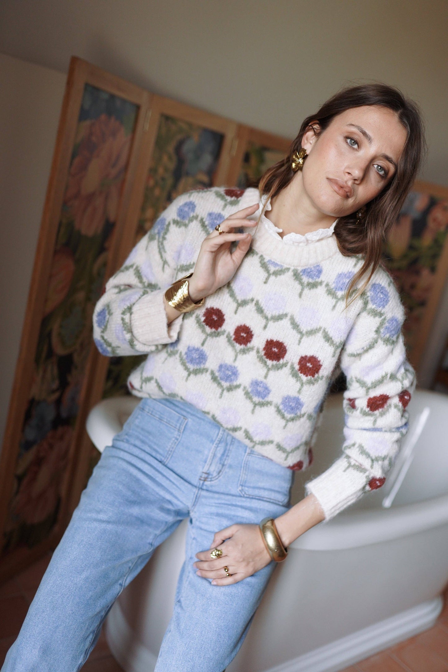 Noémia Mesh (cream flowers)