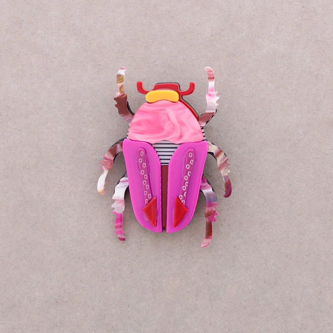 Beetle Resin Brooch (pink)