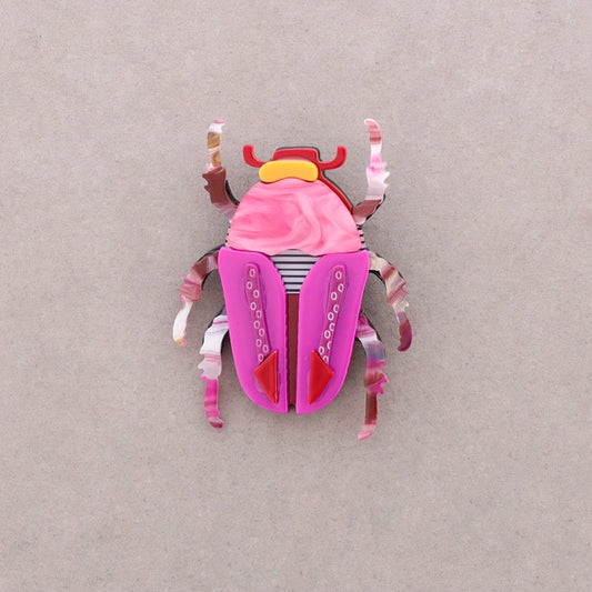 Beetle Resin Brooch (pink)