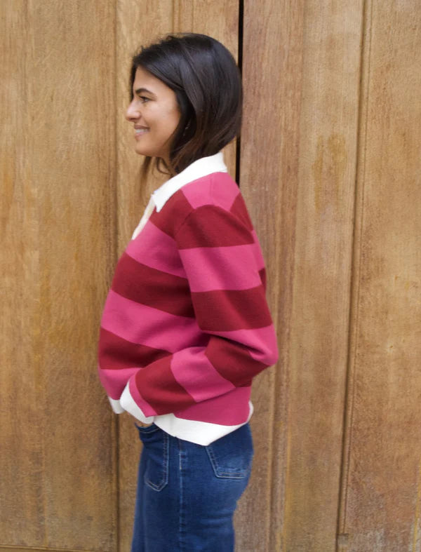 Blair Polo Sweater (Burgundy/Fuchsia)