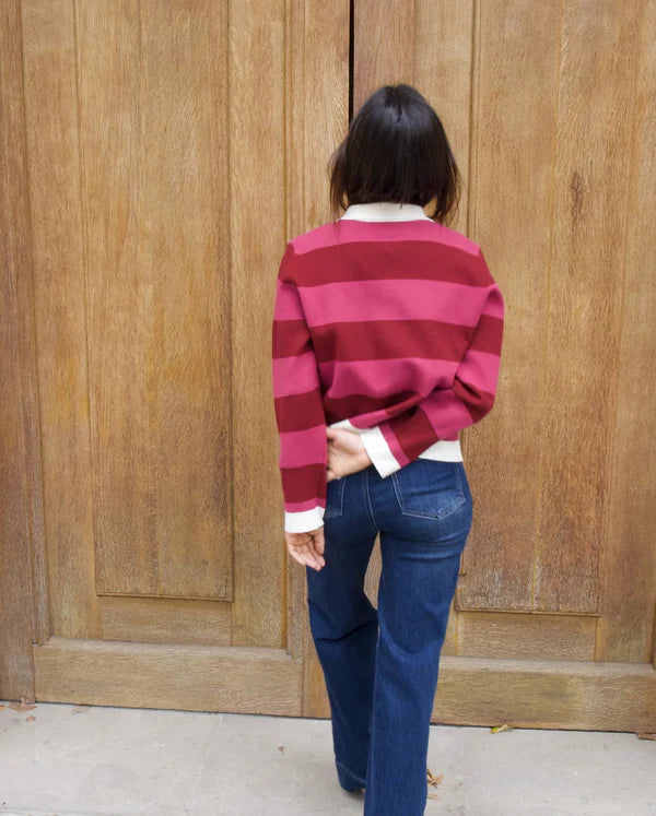 Blair Polo Sweater (Burgundy/Fuchsia)