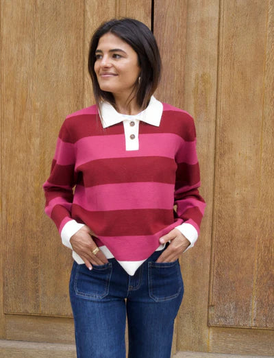 Blair Polo Sweater (Burgundy/Fuchsia)