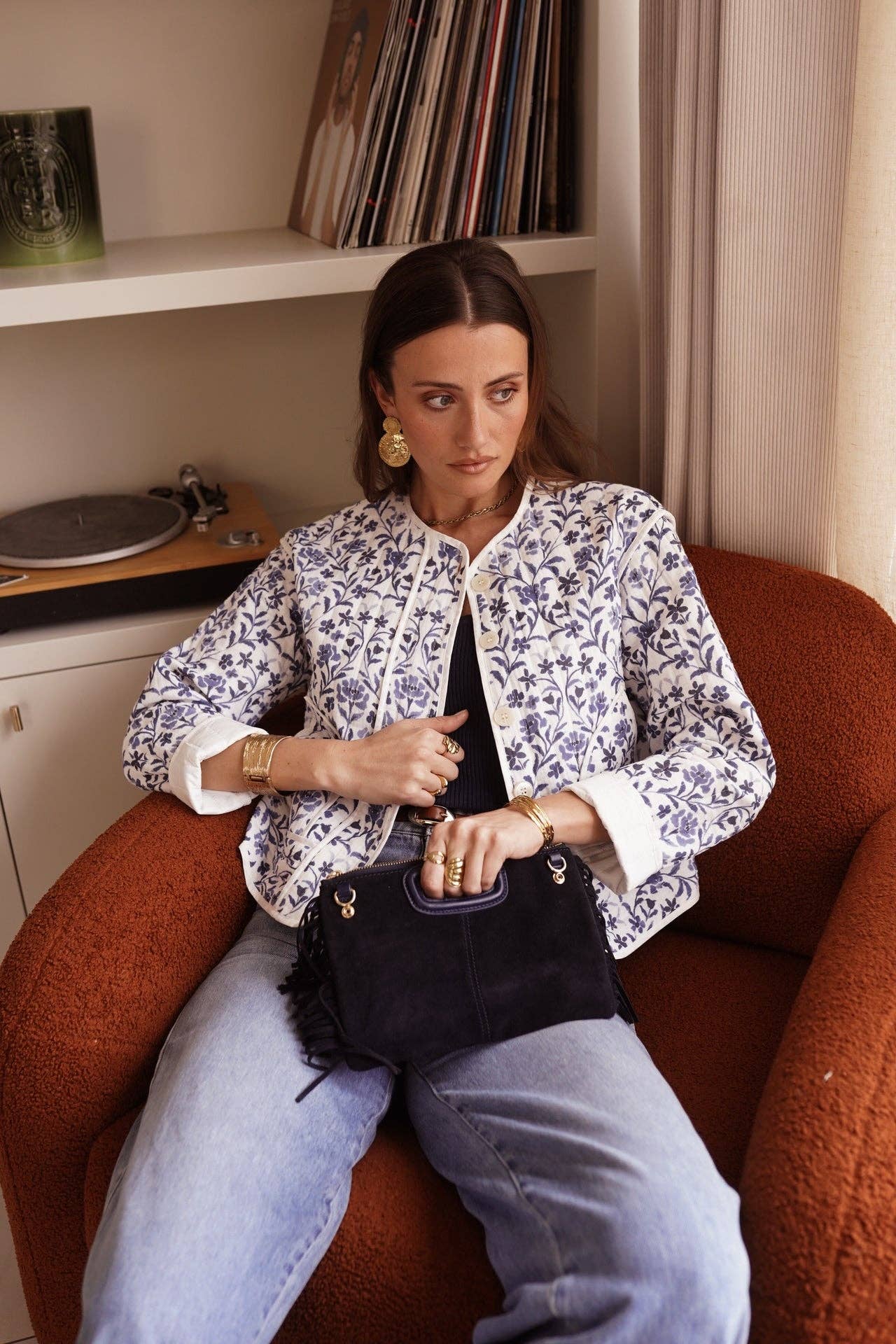 Sorina Jacket  (flowers blue)