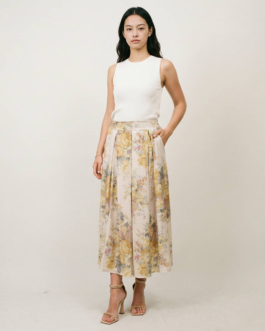 Tivoli Gardens Midi Skirt (ivory)
