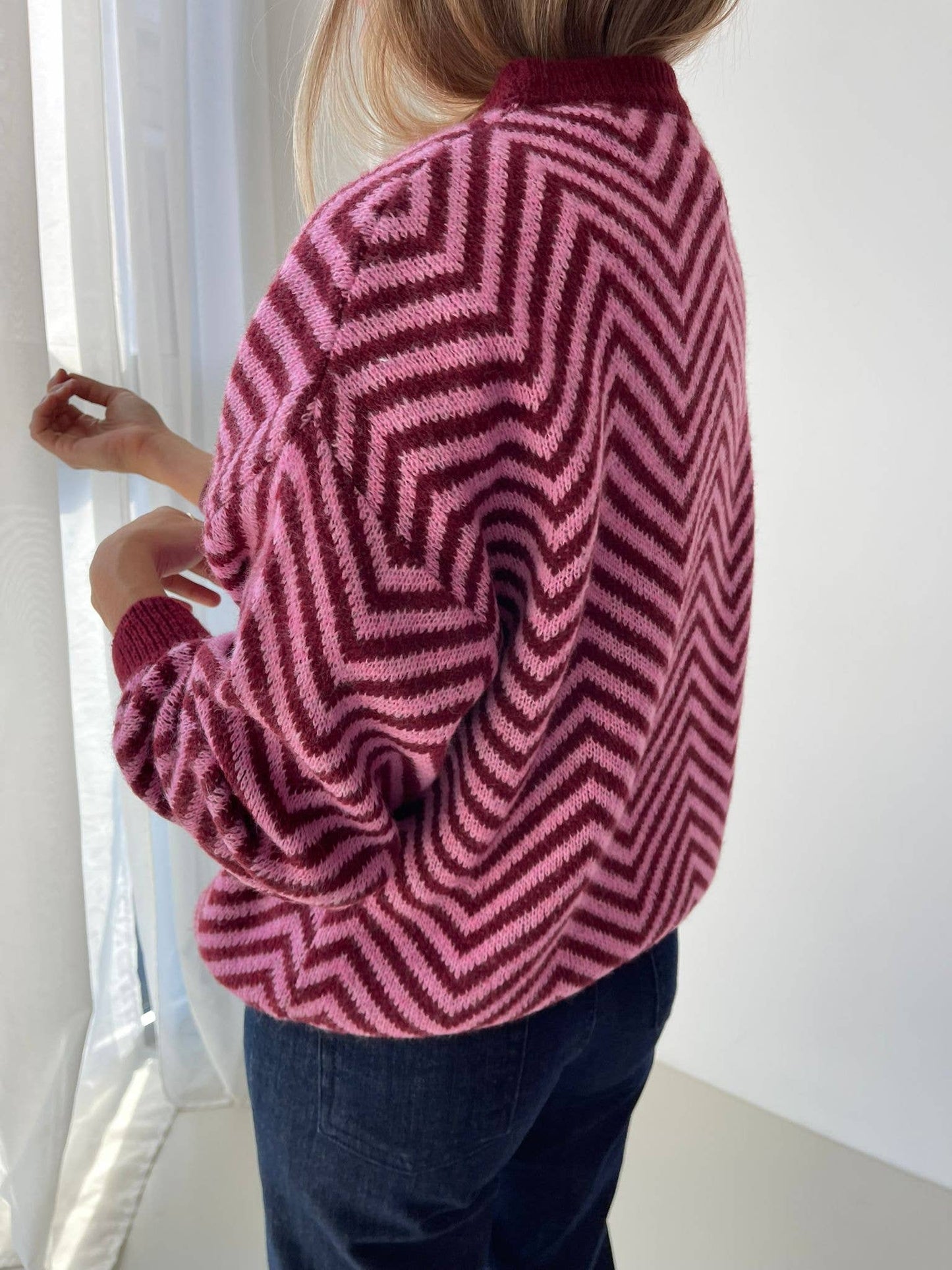 Leonor Knitted Sweater (Burgundy/Pink)