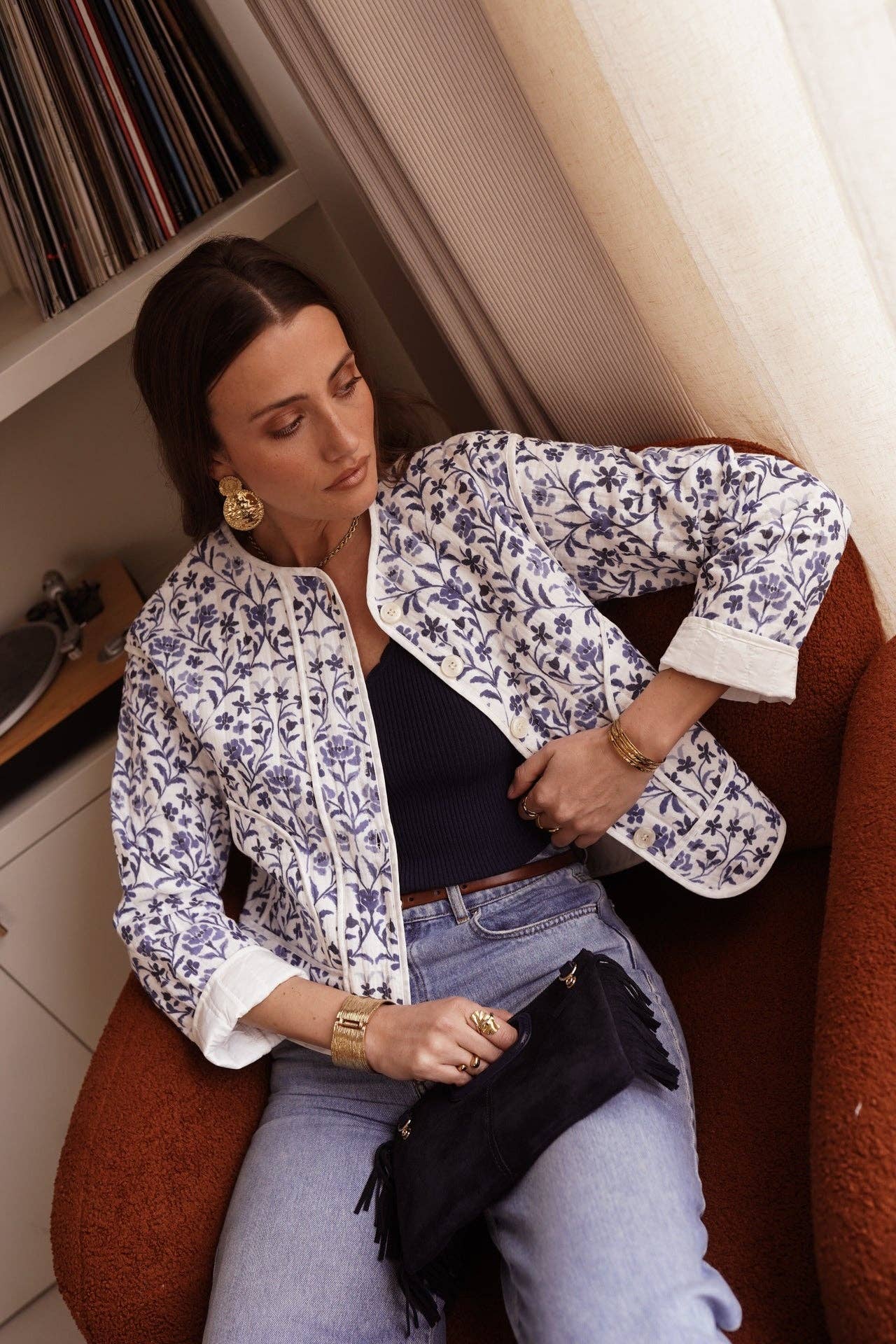 Sorina Jacket  (flowers blue)