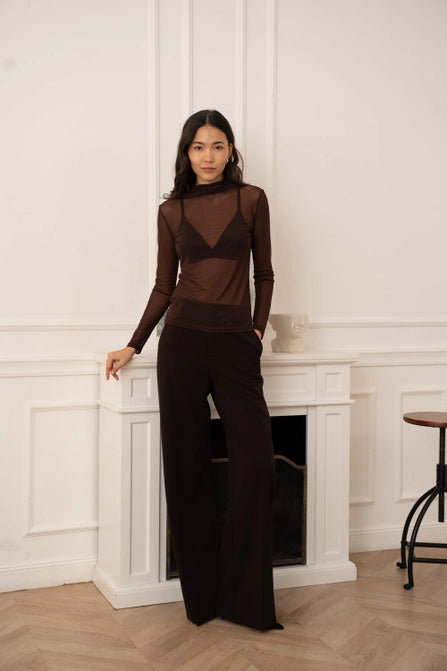 Mesh Top w/ Mock Neck (Choco)