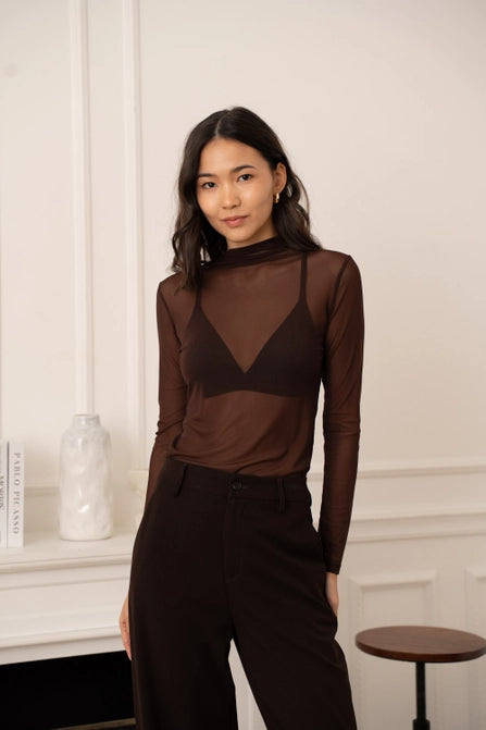 Mesh Top w/ Mock Neck (Choco)