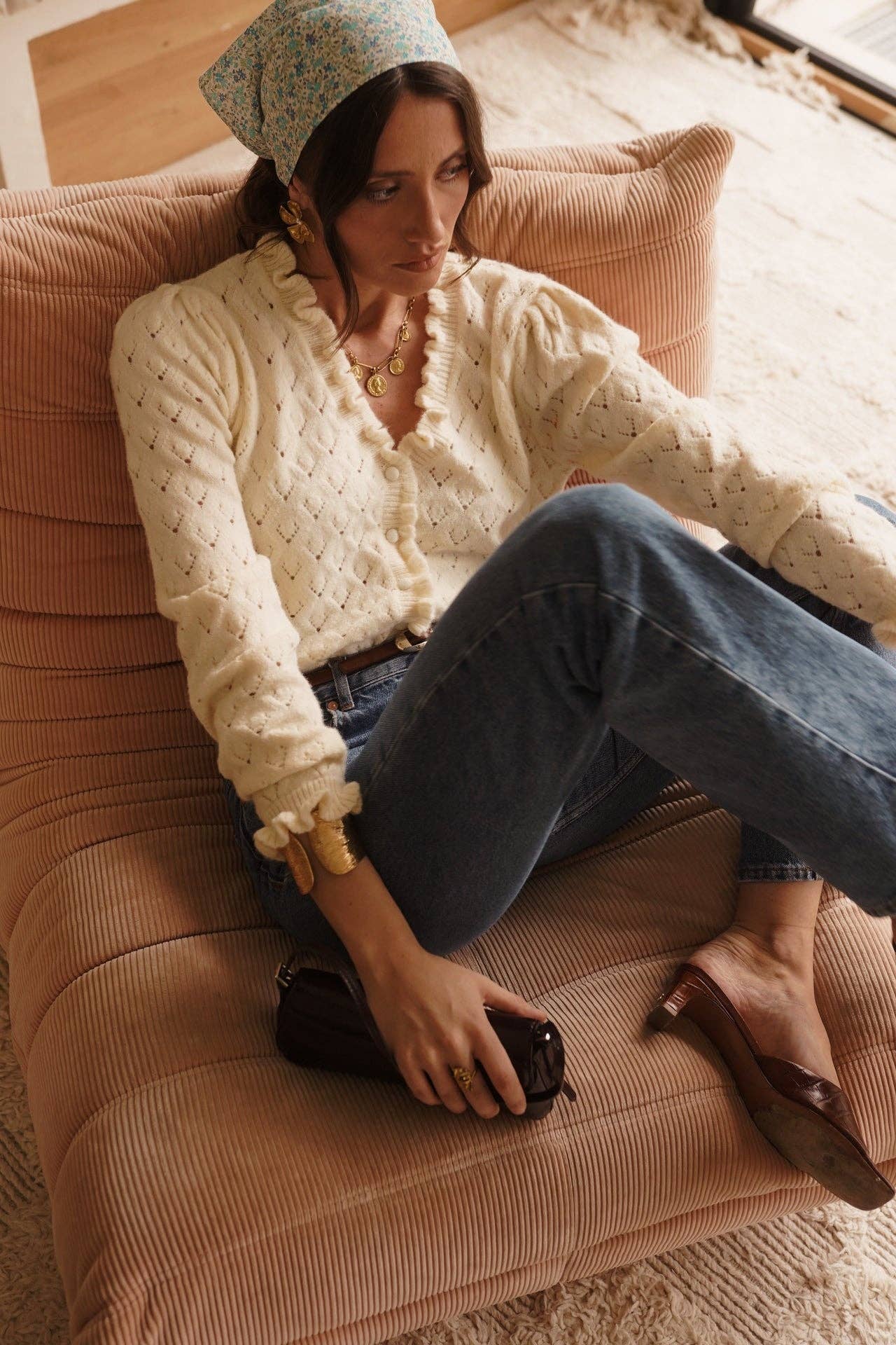 Knitted Cardigan Fluffy Clouds (beige)