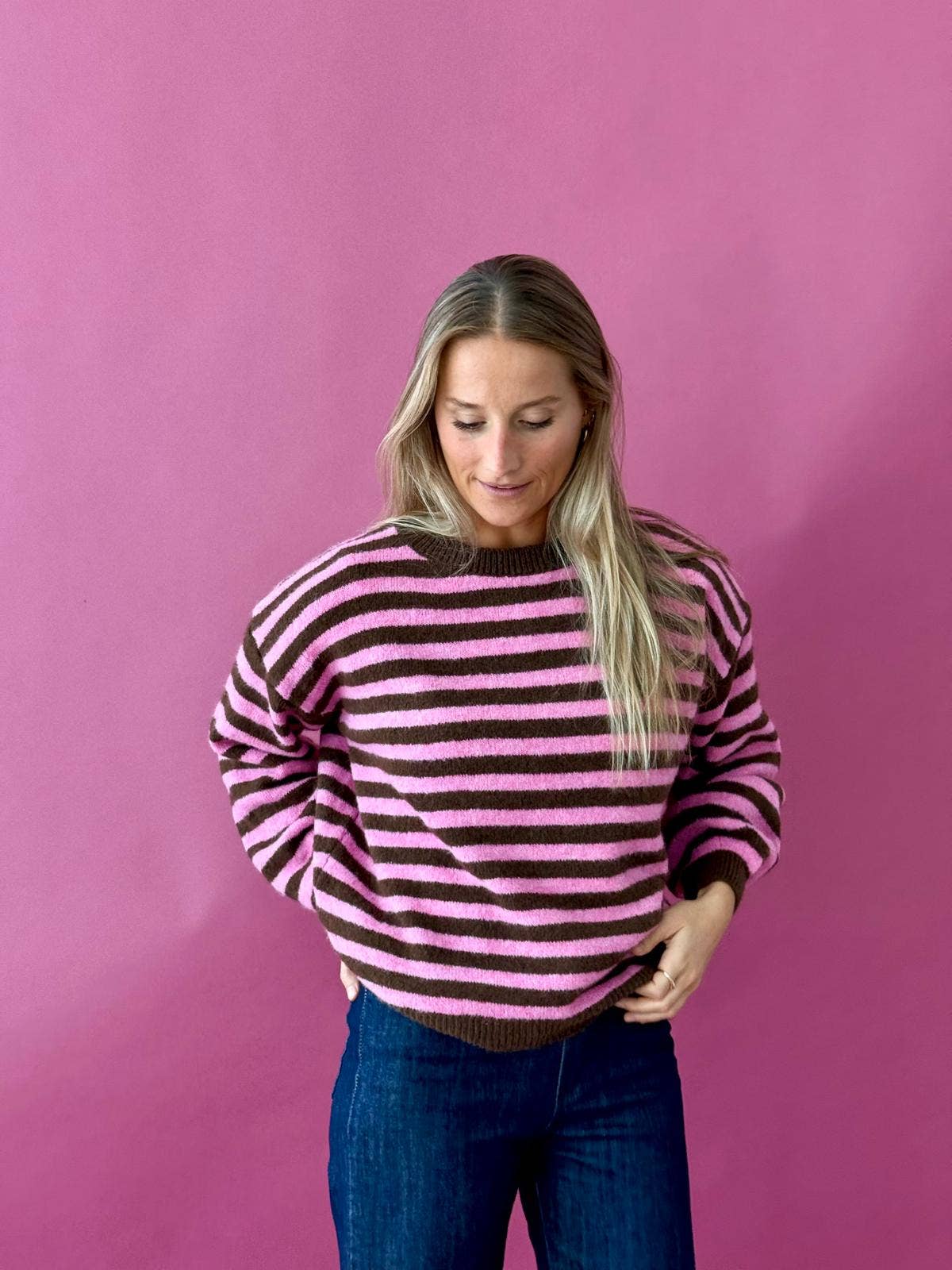 Pia Knitted Sweater (Brown/Pink)