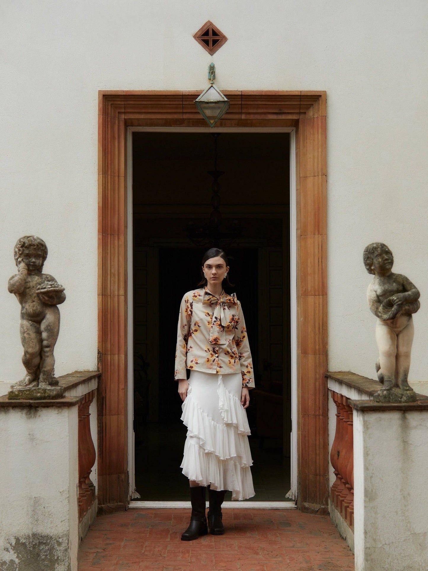 Juliette Floral Print Ribbon Blouse