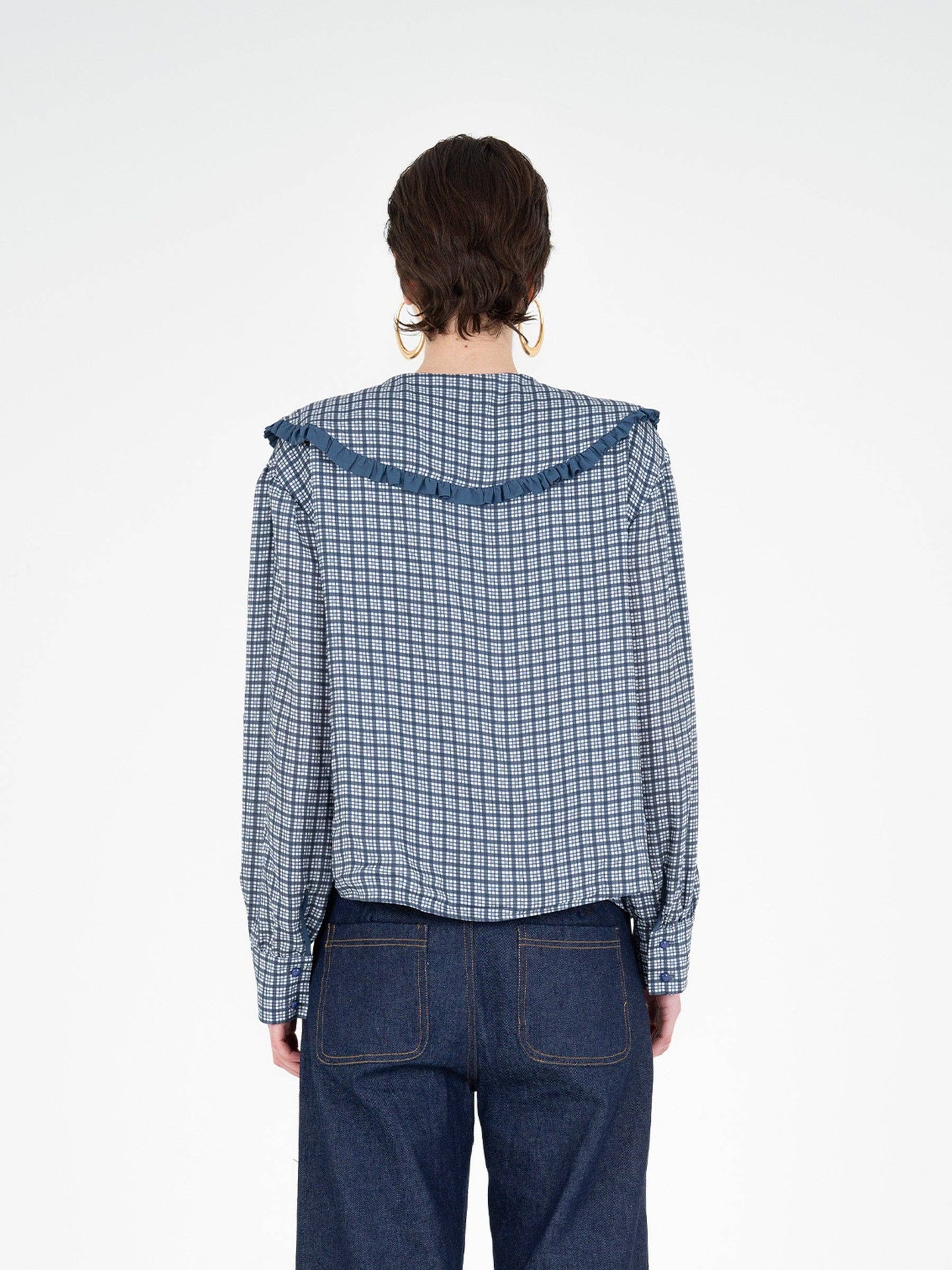 Bow Blouse w/ Maxi Bib Bollar (Mystic Tartan)