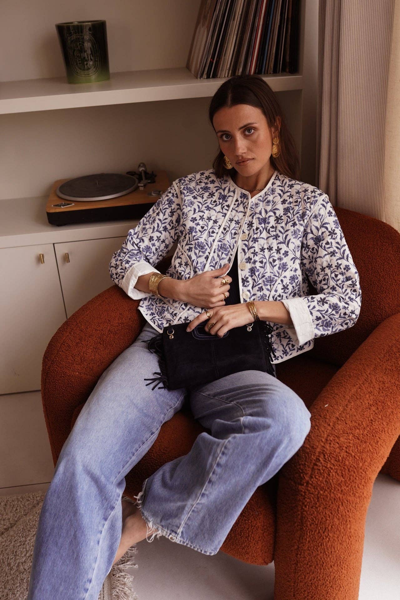 Sorina Jacket  (flowers blue)