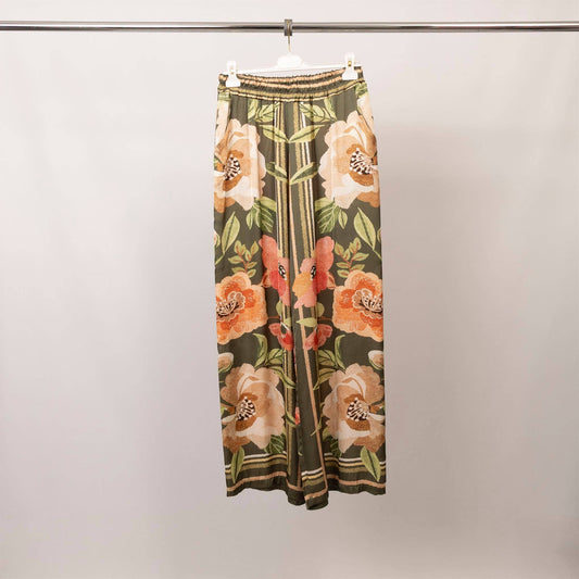 Satin Wide Pants (khaki)