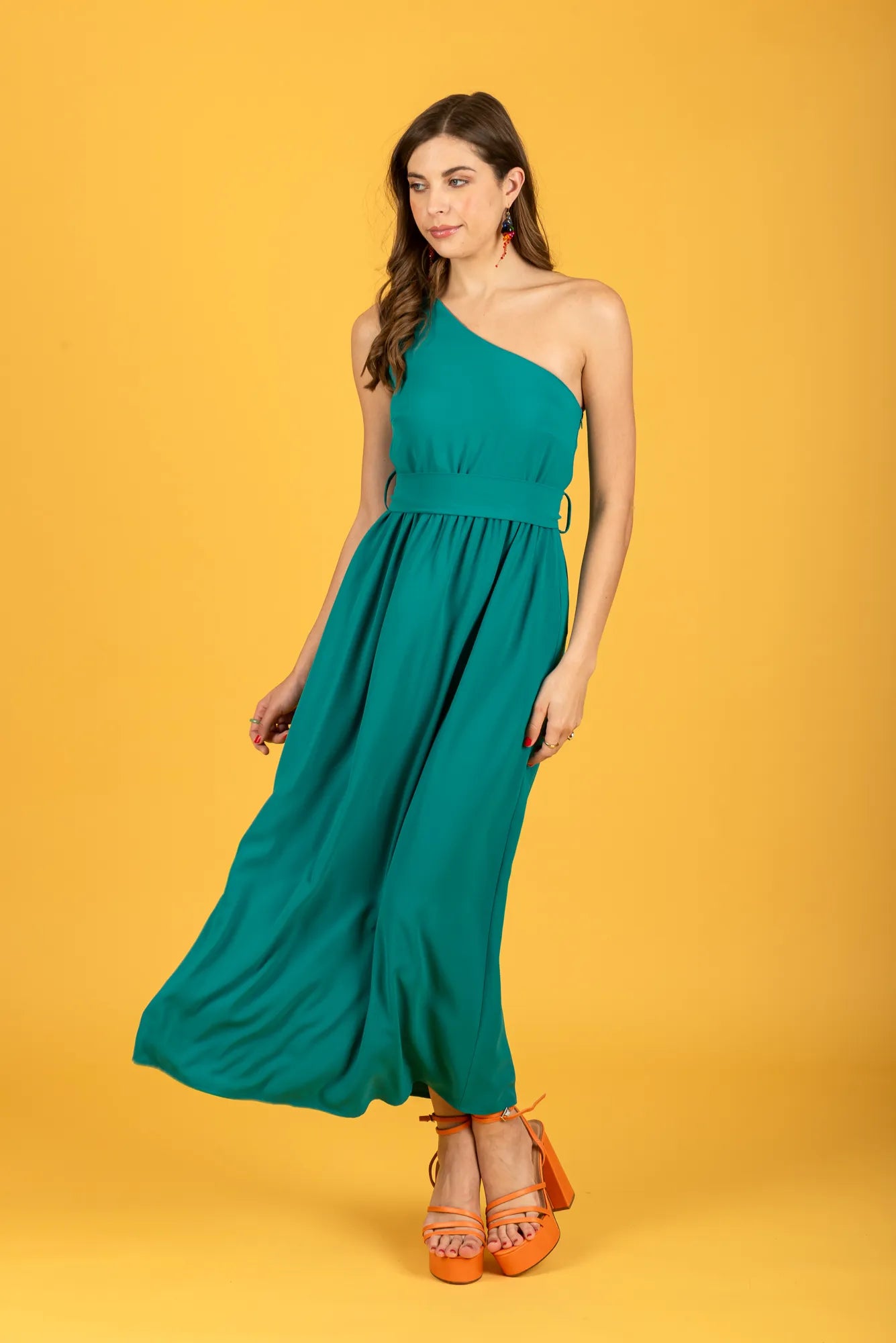 Layla One-Shoulder Dress (emerald)